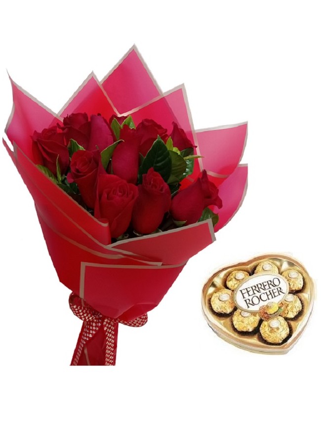 Bouquet de Rosas x 12 & Ferrero Corazón